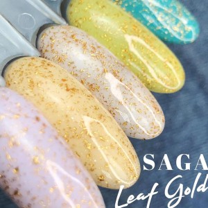 Топ для гель-лаку без липкого шару Saga Leaf Gold (з золотою слюдою) 8 мл. Photo 2